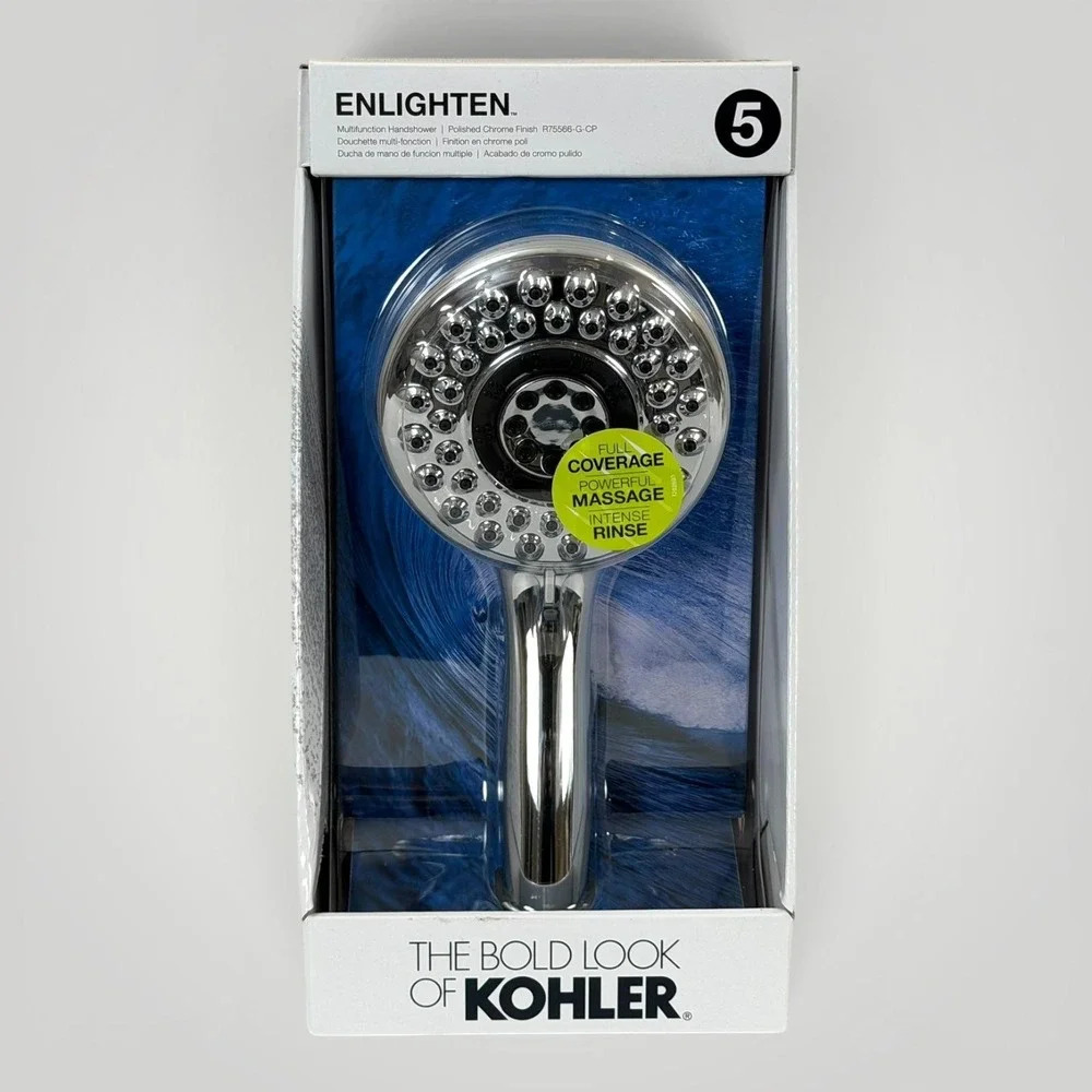 Kohler Enlighten Handheld Shower Head 5 Spray Chrome Massage Jets NIB